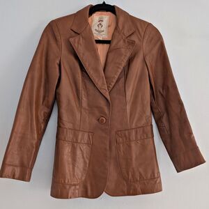 Vintage 1970s Gassy Jack Leather Jacket Blazer Brown Jacket Western Size 7